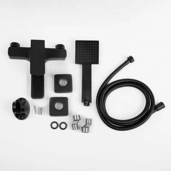 Erga Sara, baterie de baie cu set de duș manual, negru mat, ERG-YKA-BW.SARA-BLK