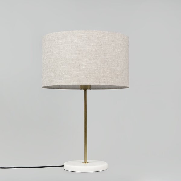 Lampă de masă din alamă cu abajur gri 35 cm - Kaso