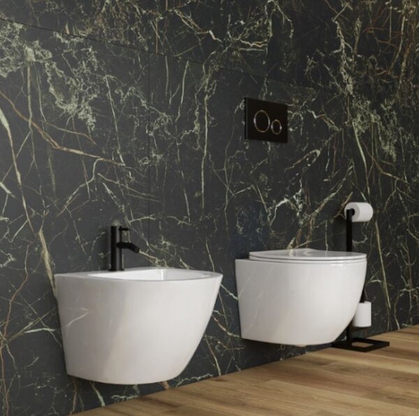 LaVita Sinto vas wc cu capac soft-close agăţat fără margine cu spălare turbionară alb lucios 5900378334798