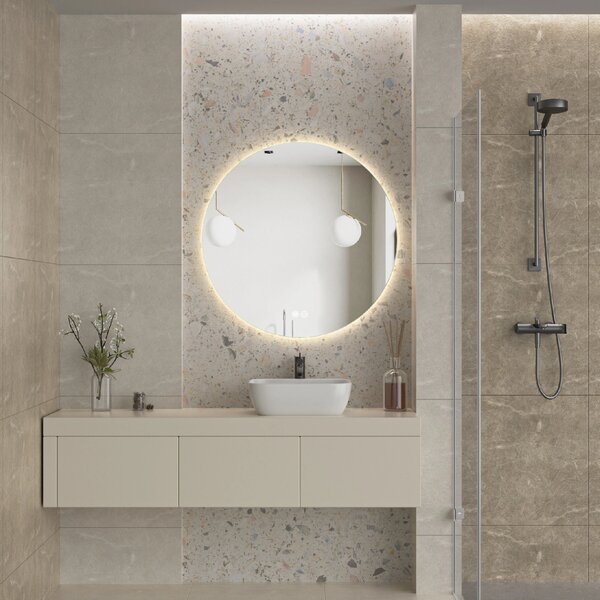 Erga Sofia, oglinda rotunda LED 90cm, 2070 lm, 3 culori de lumina, ERG-V01-207-9090