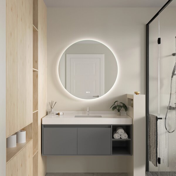 Erga Sofia, oglinda rotunda LED 90cm, 2070 lm, 3 culori de lumina, ERG-V01-207-9090