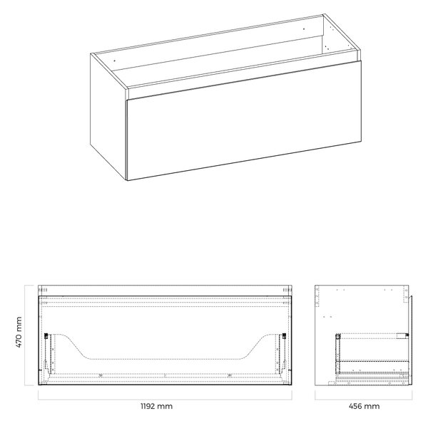 Oltens Vernal dulap 120x45.6x47 cm sub chiuveta pe perete grafit 60016400