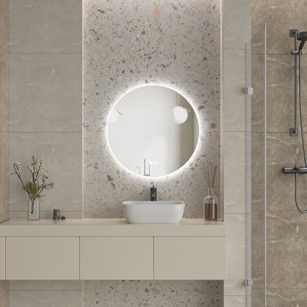 Erga Sofia, oglinda LED rotunda 70cm, 1610 lm, 3 culori de lumina, ERG-V01-207-7070