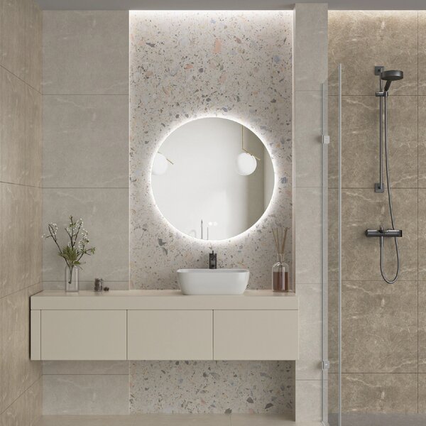 Erga Sofia, oglinda LED rotunda 80cm, 1840 lm, 3 culori luminoase, ERG-V01-207-8080