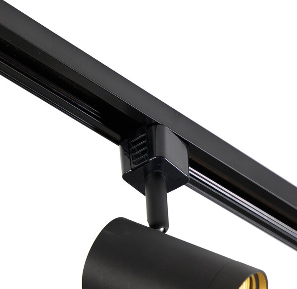 Sistem de iluminat cu șină modern cu 10 spoturi negre monofazate - Iconic Jeana