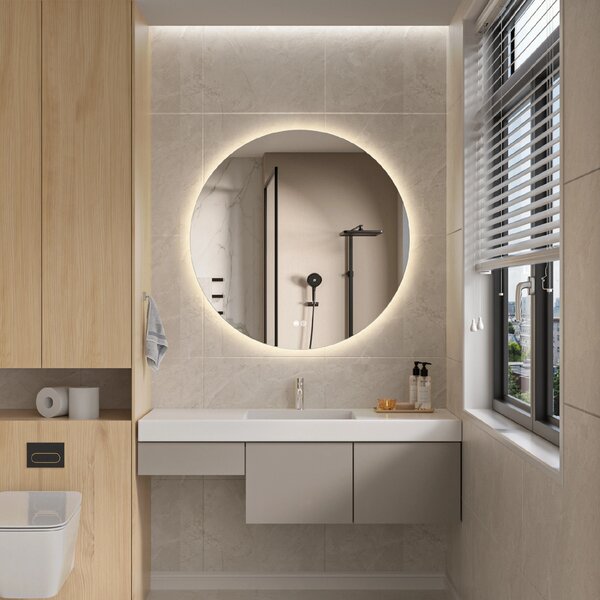 Erga Sofia, oglinda rotunda LED 90cm, 2070 lm, 3 culori de lumina, ERG-V01-207-9090