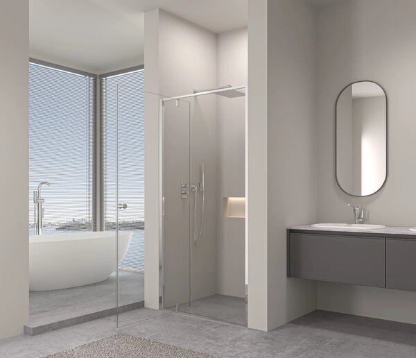 Erga Sydney, usa de dus cu balamale cu 1 canat pentru deschidere 80x195 cm, sticla transparenta 6 mm, profil cromat, ERG-V02-SYDNEY-D080-CR
