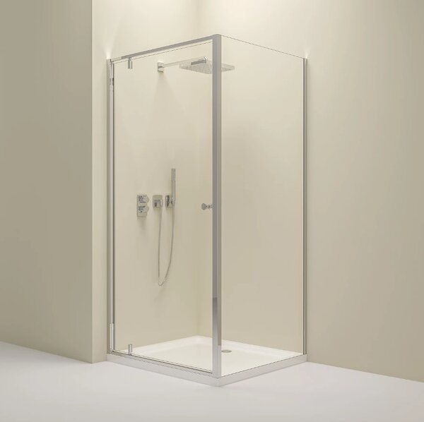 Erga Sydney, cabină de duș cu ușă cu un canat 80(uşă) x 80(perete) x 195 cm, sticlă transparentă de 6 mm, profil cromat, ERG-V02-SYDNEY-D080G080-CR
