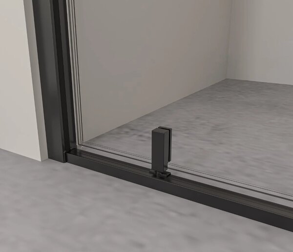 Erga Sydney, cabină de duș cu ușă cu un canat 80(uşă) x 80(perete) x 195 cm, sticlă transparentă de 6 mm, profil negru, ERG-V02-SYDNEY-D080G080-BK