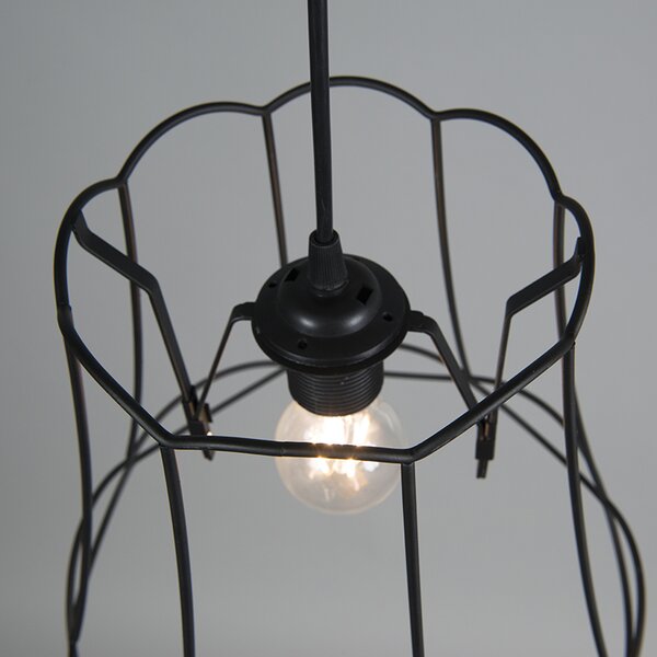 Lampă suspendată retro neagră 30 cm - Granny Frame