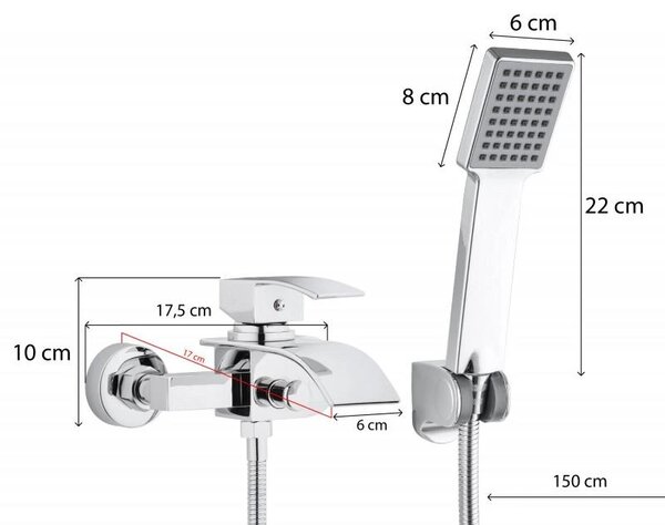 Erga Talea, baterie cada cu set de dus manual punct, crom, ERG-YKA-BW.TALEA