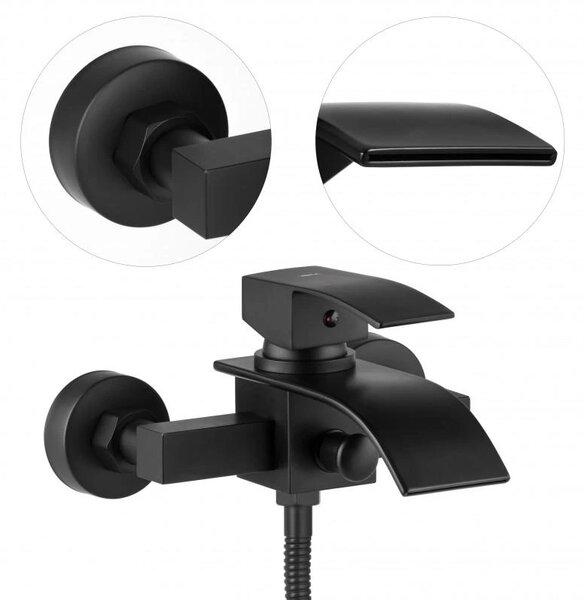 Erga Talea, baterie cadă cu set manual de duș cu punct, negru mat, ERG-YKA-BW.TALEA-BLK