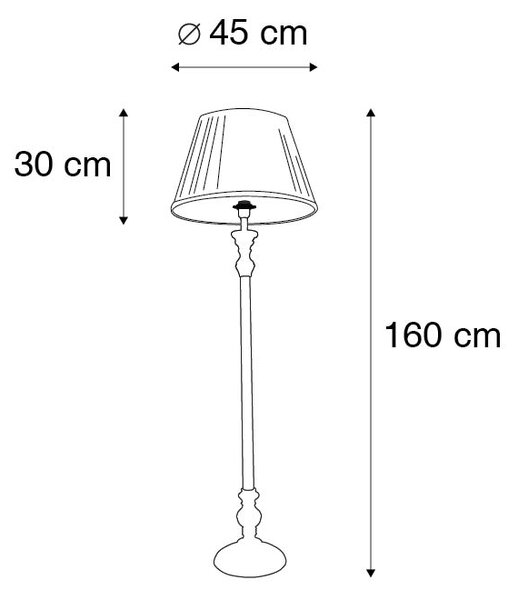 Lampă de podea rustică gri cu abajur plisat alb - Classico