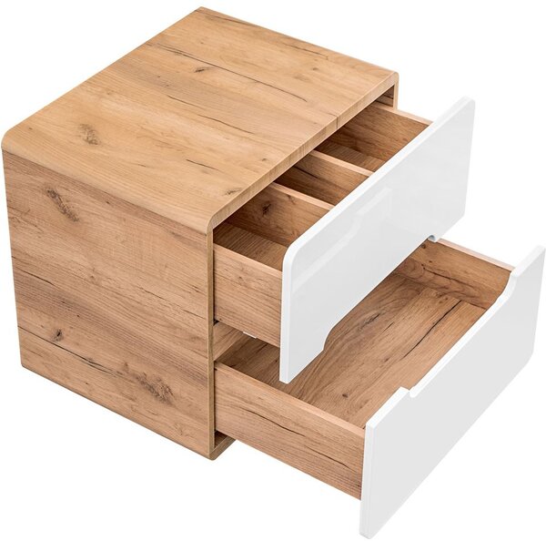 Comad Aruba White dulap cu blat 60x46x53 cm sub chiuveta pe perete alb-stejar ARUBAWHITE828-UN-60CMFSC