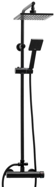 Erga Tiki, set de dus cu robinet cu maneta si cap de ploaie 20x20 cm, negru mat, ERG-YKA-BP.TIKI-BLK