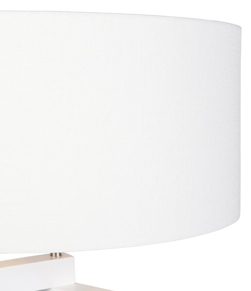 Lampă de podea cu trepied din lemn alb cu abajur alb 50 cm - Puros