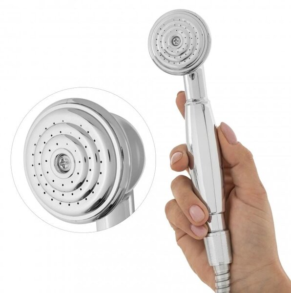 Erga Zape, baterie cadă cu set de duș manual, crom, ERG-YKA-BW.ZAPE-CHR