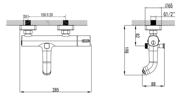 FDesign Meandro baterie cadă-duș perete crom FD1-MDR-1-11