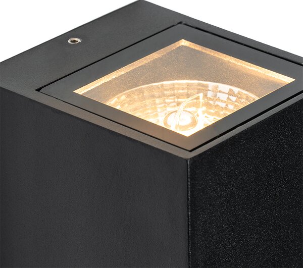 Aplică neagră cu 2 lumini IP44 cu senzor de mișcare - Baleno