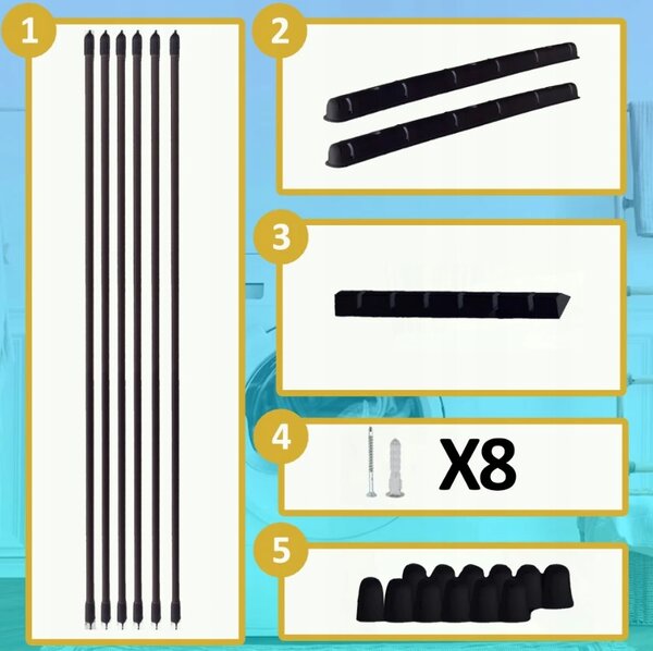 Erga Erga, cuier de tavan pentru uscarea rufelor 7x160 cm, negru, ERG-SEP-10SUSSU7PCZ16