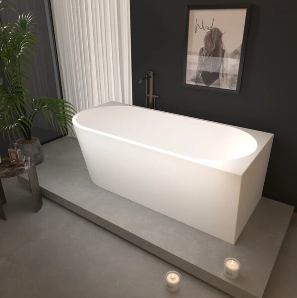 Erga Zara, cada de baie autoportanta coltar 150x75 cm + dop de scurgere, dreapta, alb lucios, ERG-Zara-150075R-WH-WH