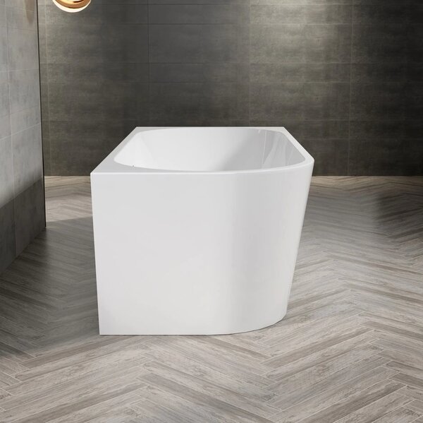Erga Zara, cada de baie autoportanta coltar 150x75 cm + dop de scurgere, dreapta, alb lucios, ERG-Zara-150075R-WH-WH