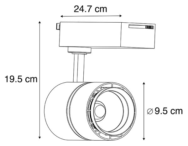 Spot modern cu șină reglabil 3 faze negru inclusiv LED 3000K - Ruler 38