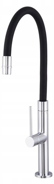 Baterie de bucătărie Gamma Flex Slim, înaltă, cu braț elastic h-480 mm, negru-crom, GMA-BFXSL-CH