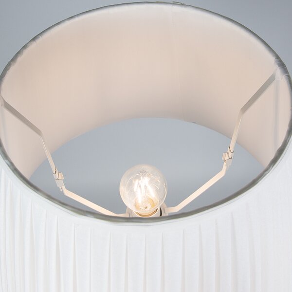 Lampă de podea retro din alamă cu abajur plisat crem 45 cm - Kaso