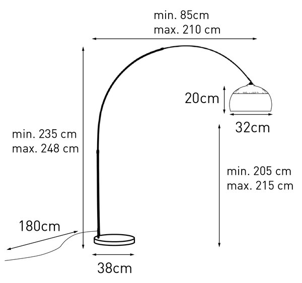 Lampa cu arc modernă neagră cu alb reglabil - XXL