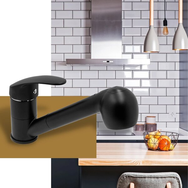 Gamma Neon, baterie pentru chiuvetă de sine stătătoare cu gura de scurgere, negru mat, SKQ-BAT-BK