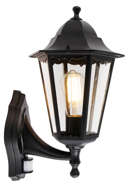 Lămpă de perete exterioară neagră cu senzor de mișcare - Havana IP44