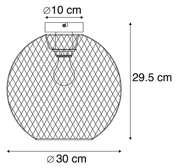 Plafoniera moderna neagra 30 cm - Mesh Ball