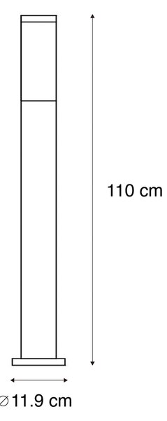 Lampă de exterior modernă pe stâlp din oțel 110 cm IP44 - Rox