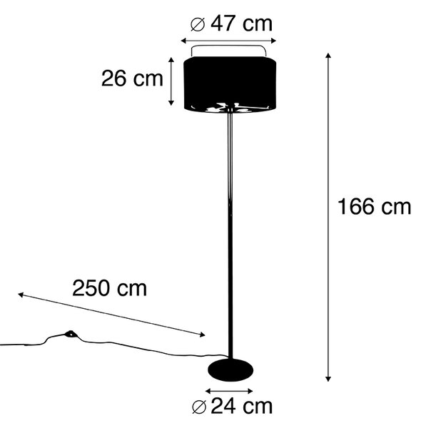 Lampa de podea moderna aurie cu abajur negru cu auriu - Simplo