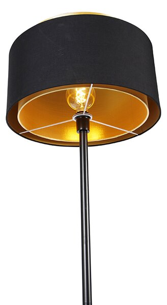 Lampa de podea moderna neagra cu abajur negru cu auriu - Simplo