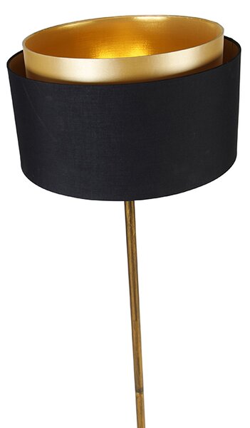 Lampa de podea moderna aurie cu abajur negru cu auriu - Simplo