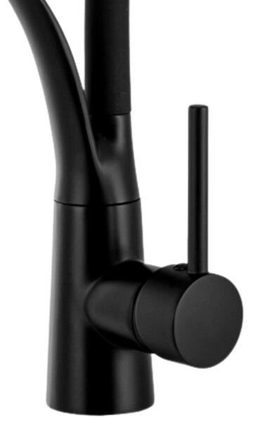 Gamma Nexo, baterie de bucătărie înaltă cu braț flexibil și spray, negru mat, GMA-BNO-BK