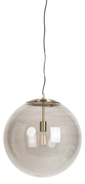 Lampă modernă suspendată din alamă cu sticlă fumurie 50 cm - Ball