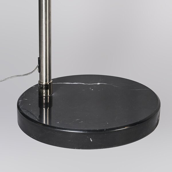 Lampă cu arc din oțel cu abajur din stofă maro 45 cm - XXL