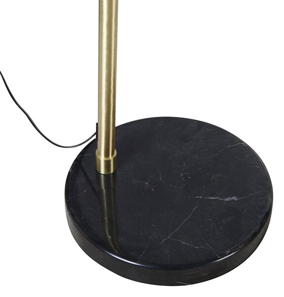Lampă cu arc din alamă cu marmură și abajur din stofă gri 45 cm - XXL