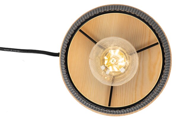 Lampă de masă de design neagră cu lemn - Bosk