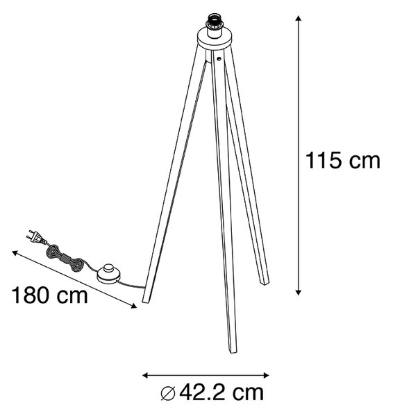 Lampă de podea rustică cu trepied negru - Tripod Classic