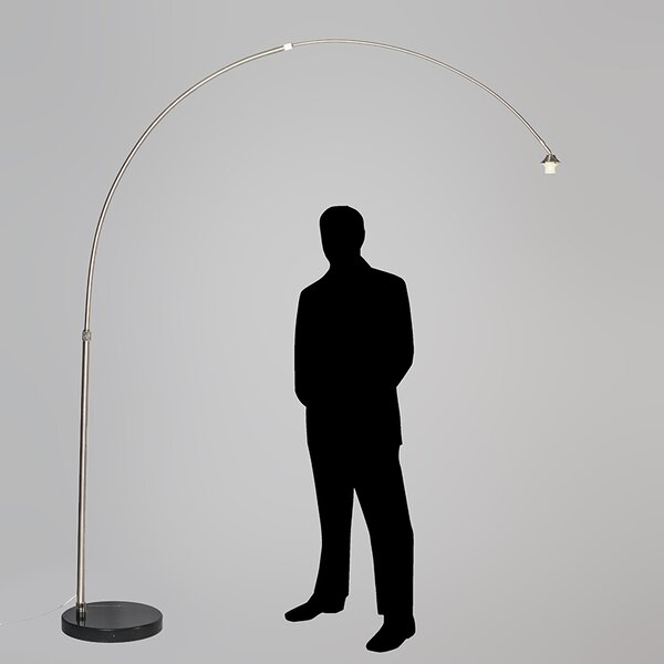 Lampă arcuită modernă din oțel cu bază din marmură - XXL