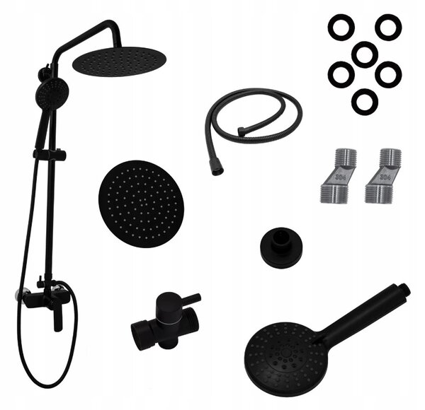Gamma Tony, set de duș de perete cu robinet cu pârghie, negru mat, GMA-BTYZN-BK