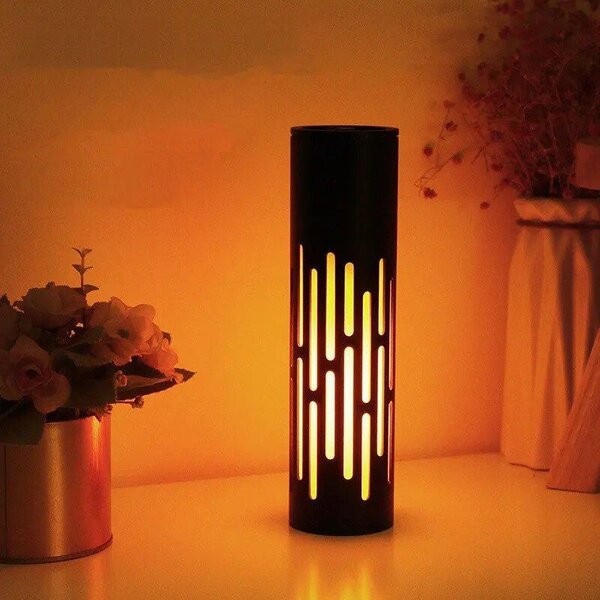 Lampa decorativa cu efect de flacara, LED SMD 1800K, comutator tactil, alimentare USB