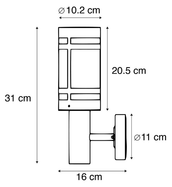 Lampă de perete modernă pentru exterior neagră IP44 - Gleam