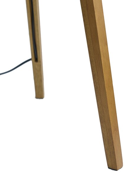 Lampă de podea din lemn cu abajur portocaliu și interior auriu 50cm - Tripod Classic