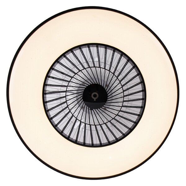 Ventilator de tavan negru cu efect de stea 60cm incl. LED Dimmabil cu telecomandă - Climo