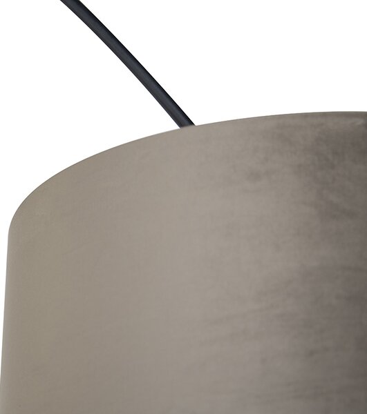 Lampă cu arc cu abajur din catifea neagră taupe cu auriu 50 cm - XXL